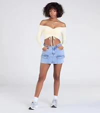 Sultry Perception Off-The-Shoulder Crop Top