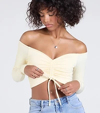 Sultry Perception Off-The-Shoulder Crop Top