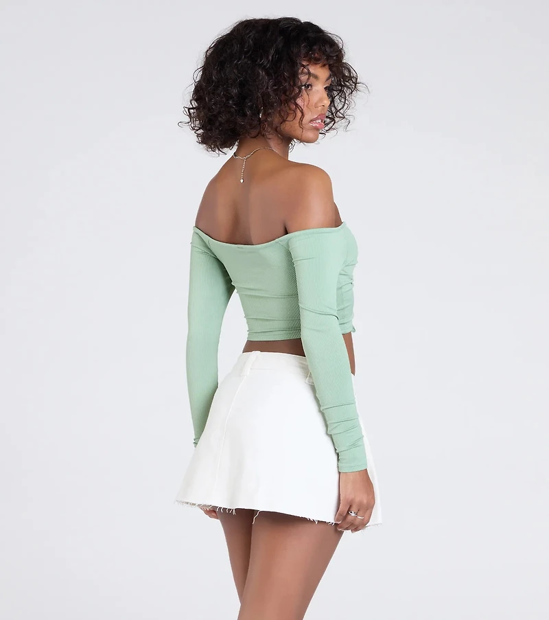 Sultry Perception Off-The-Shoulder Crop Top
