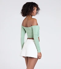 Sultry Perception Off-The-Shoulder Crop Top