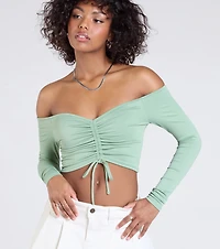 Sultry Perception Off-The-Shoulder Crop Top