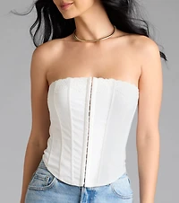 Chic And Snatched Strapless Lace Trim Corset Top