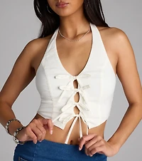 She’s The Moment Tie-Front Halter Top