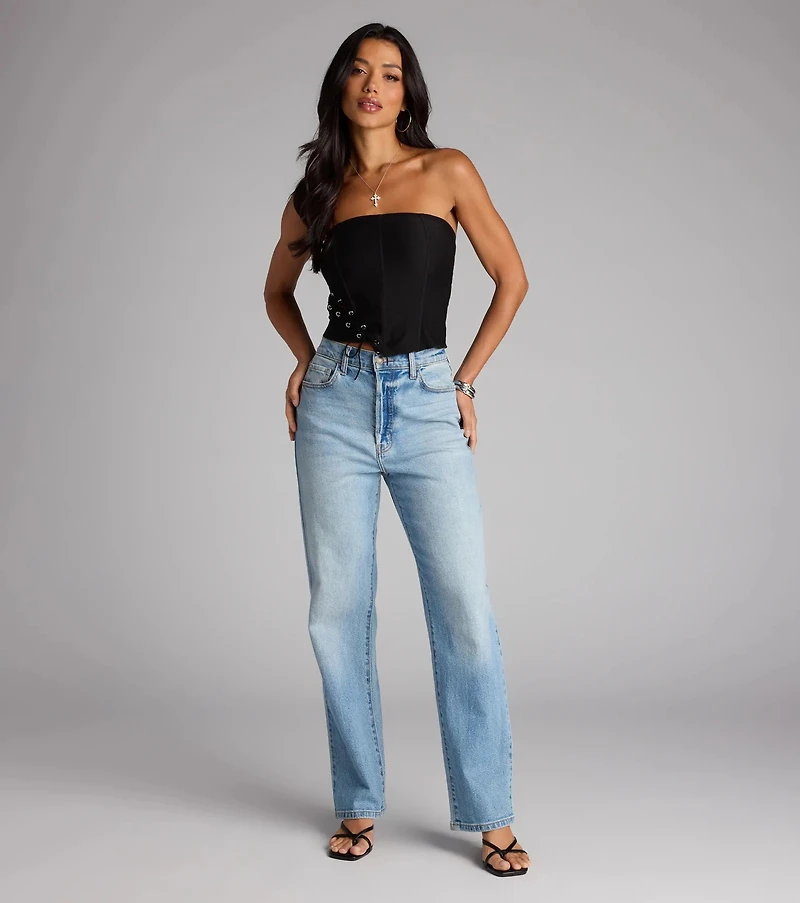 Tie It Up Strapless Lace Corset Top