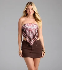 Go With The Flow Paisley Satin Scarf Top