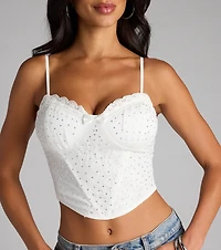 Daring Sparkle Rhinestone Lace Bustier