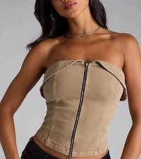 Zip It Up Foldover Tube Top