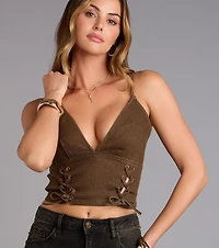 Lace Up the Vibes Denim Crop Top