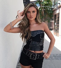 Rockstar Vibes Studded Faux Leather Tube Top