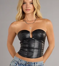 Lace-Up Allure Faux Leather Bustier Top