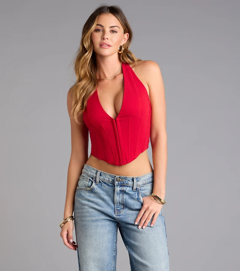 Tempting Style Halter Corset Top