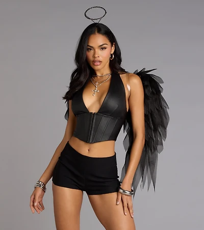 Daring Edge Lace-Up Corset Top