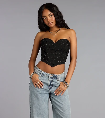 Lace Me Luxe Rhinestone Corset Top