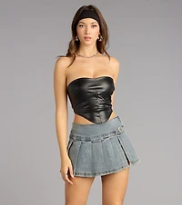 Street Siren Faux Leather Crop Top