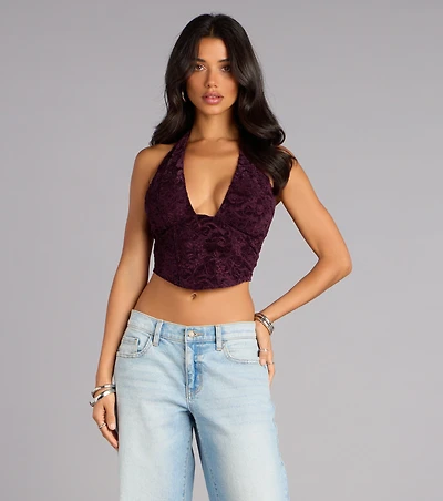 After Dark Lace-Up Halter Top