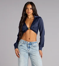 Glamour Hour Satin Crop Top