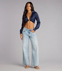Glamour Hour Satin Crop Top