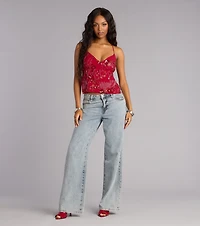 All Eyes On You Sequin Floral Top