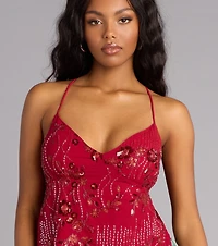 All Eyes On You Sequin Floral Top