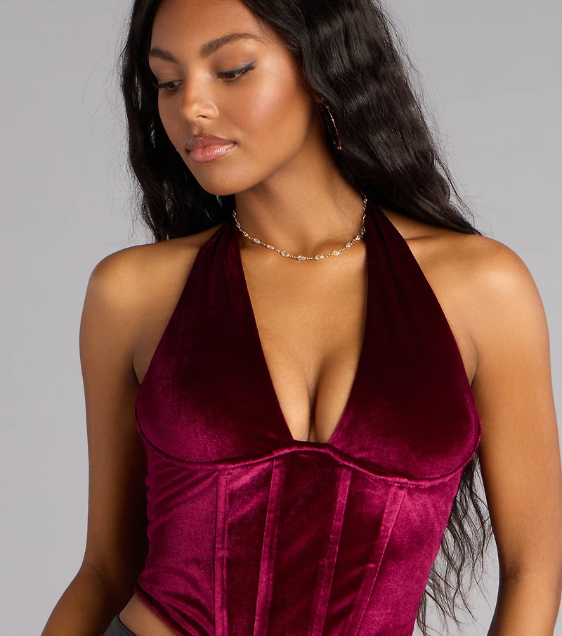 Velvet Crush Halter Bustier Top