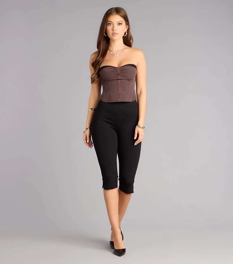 Buttoned Up After Hours Pinstripe Top