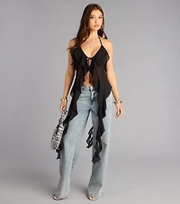 Effortless Allure Tie-Front Ruffle Top