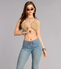 Confident Energy Faux Fur Bra Top