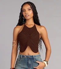 Fly With Me Butterfly Crochet Crop Top