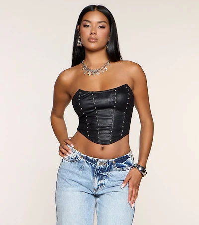 Caught Looking Studded Strapless Corset Top
