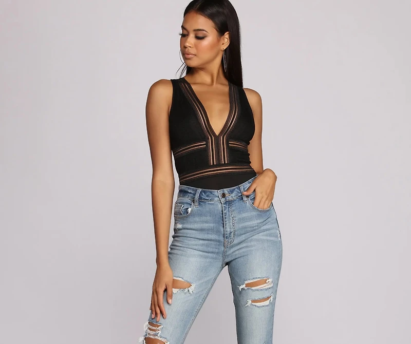 Go Deep Lace V Bodysuit
