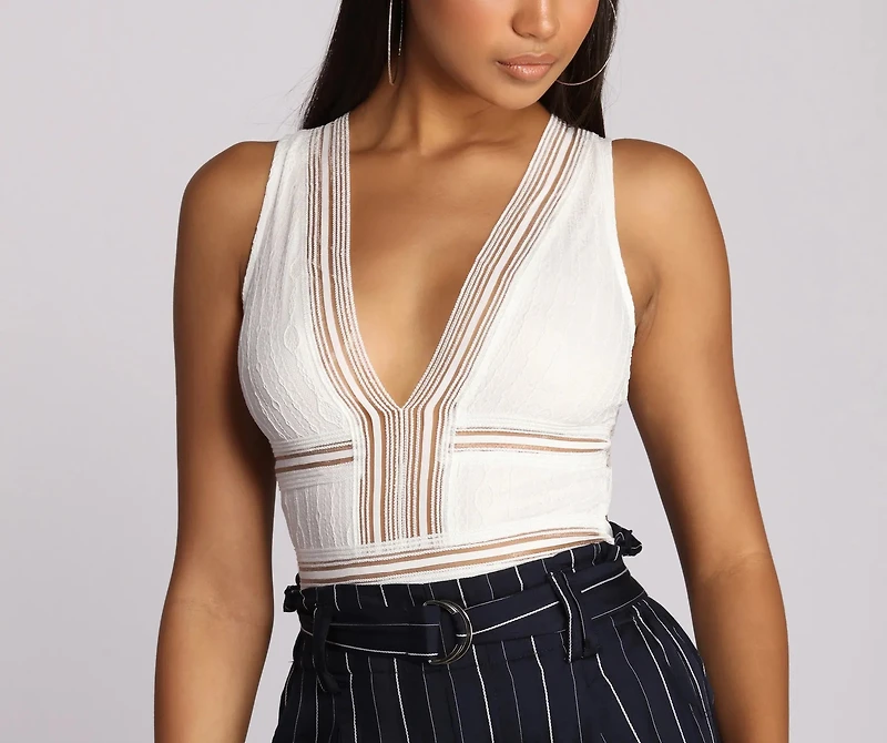Go Deep Lace V Bodysuit