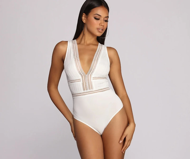 Go Deep Lace V Bodysuit