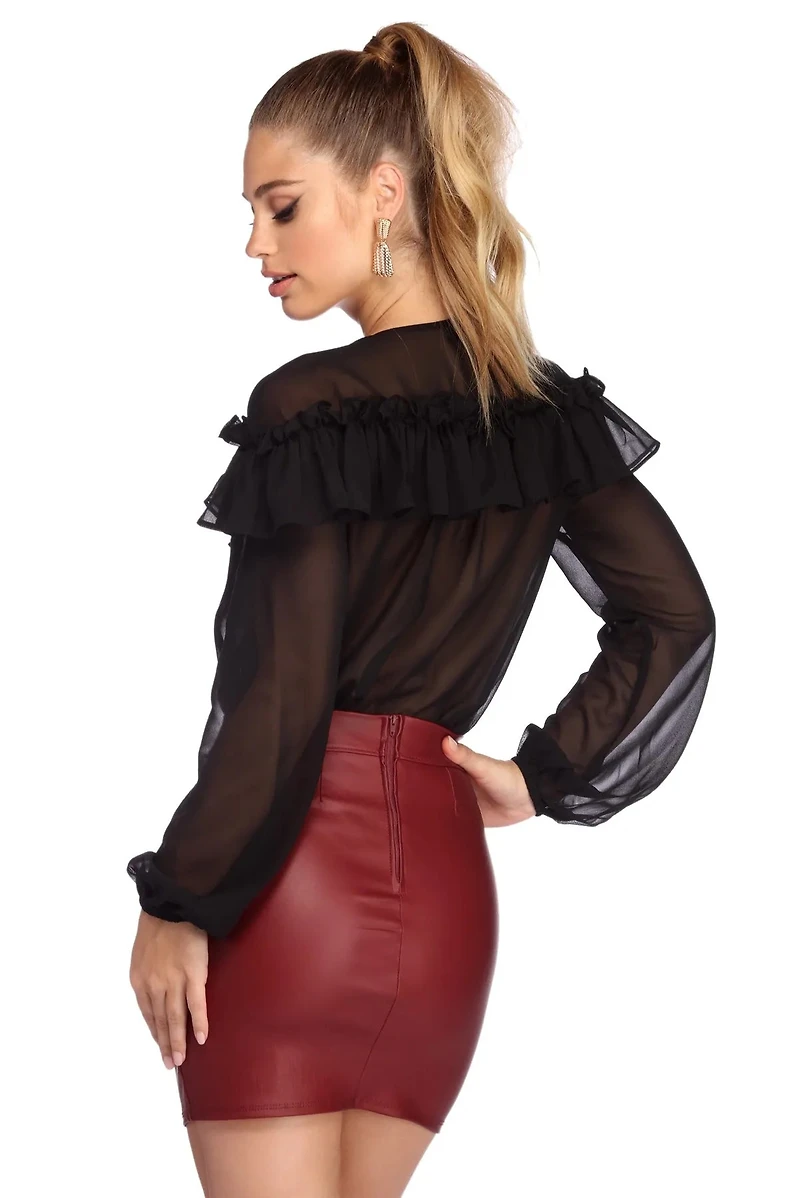 Charmed Chiffon Ruffled Bodysuit