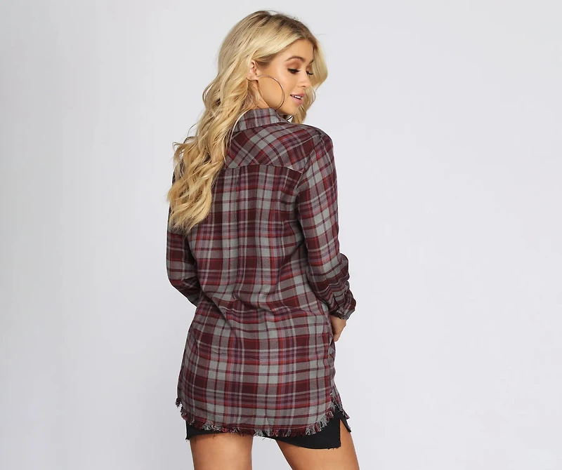 Fray All Day Plaid Top