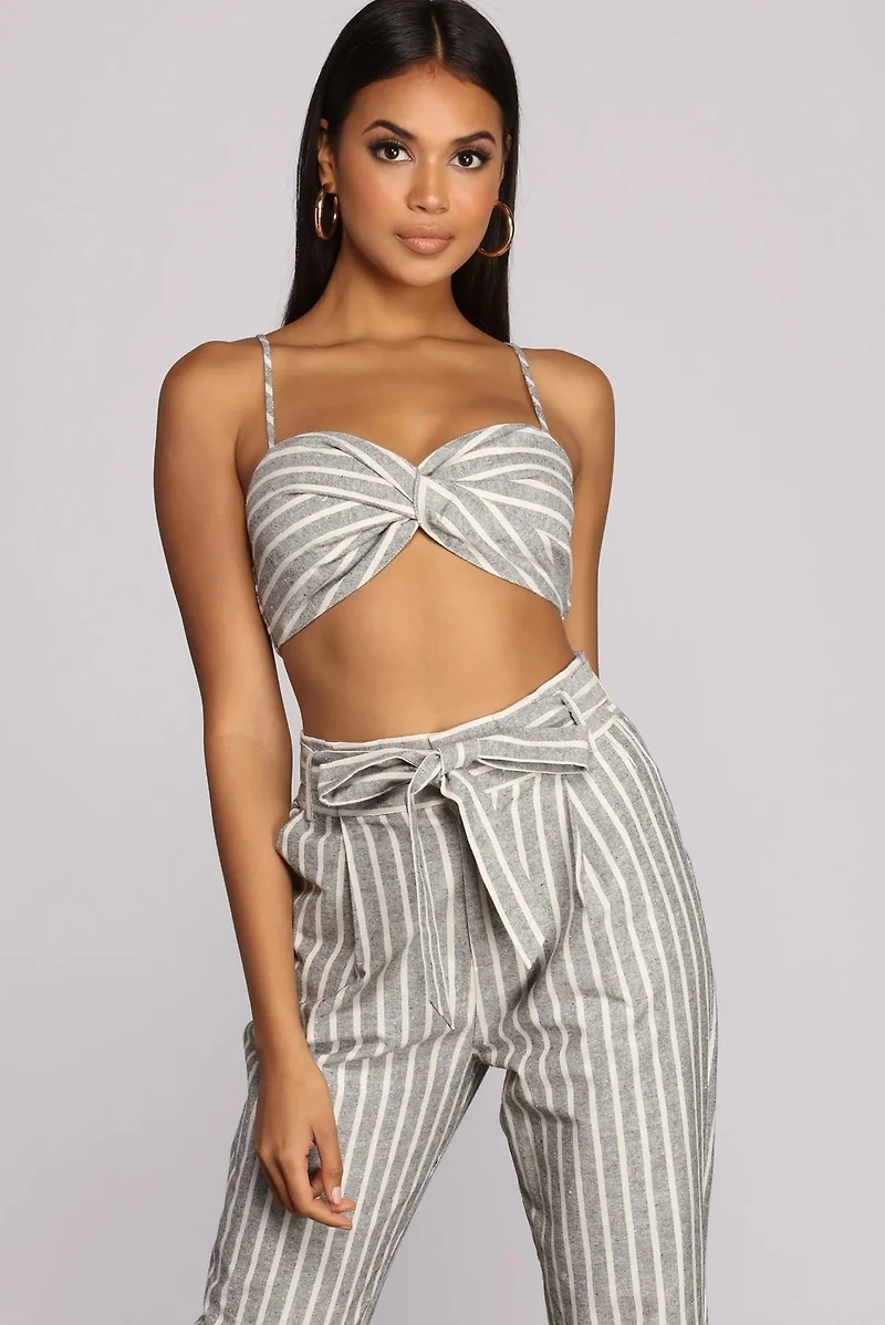 Linen Stripe Crop Top