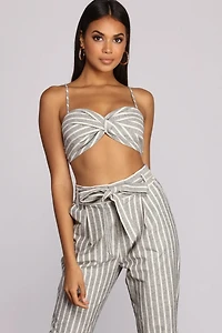 Linen Stripe Crop Top