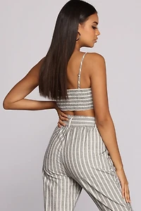 Linen Stripe Crop Top