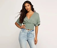 Sweetie Surplice Smocked Top