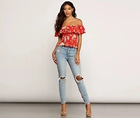 Flower Bomb Ruffled Top