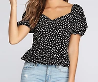 Pretty Peplum Puff Sleeve Top