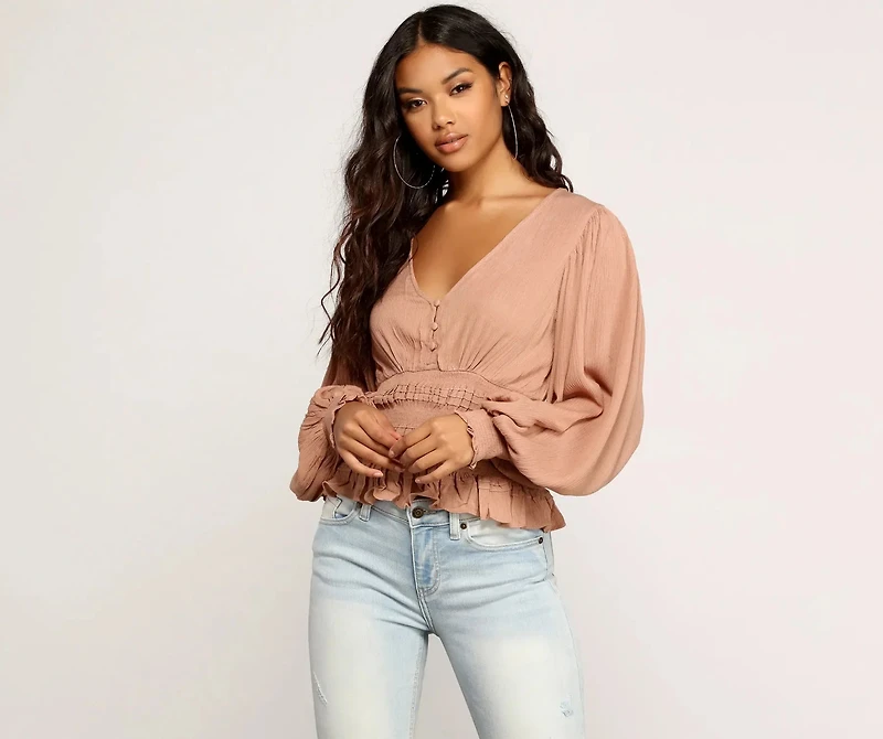 Vacay Now Smocked Waist Blouse