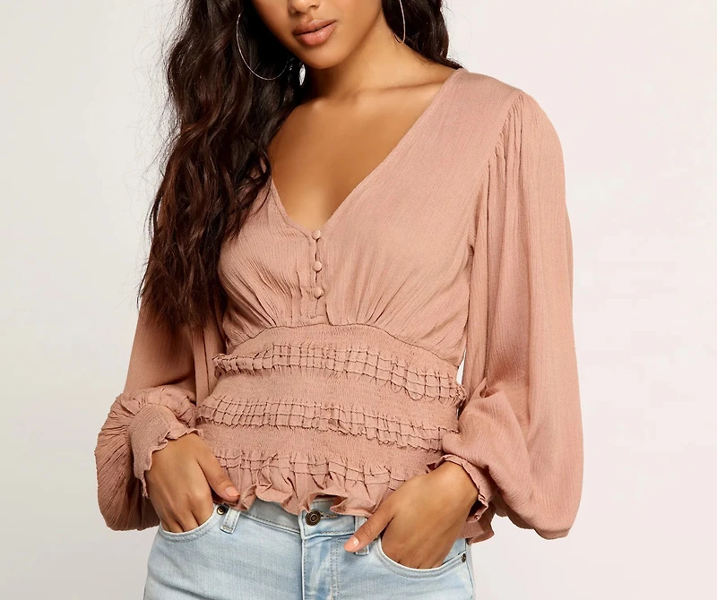 Vacay Now Smocked Waist Blouse