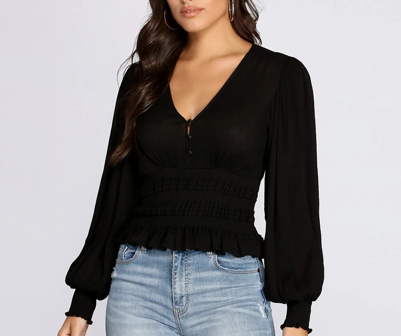 Vacay Now Smocked Waist Blouse