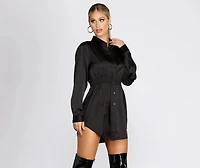 Sight Satin Smocked Shirt Dress