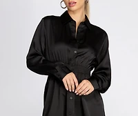 Sight Satin Smocked Shirt Dress