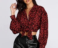 Button Up Leopard Print Blouse