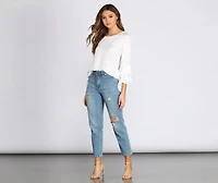 Tiered Ruffle Sleeve Blouse