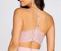 Classic Cutie Chiffon Lace Back Crop Top