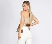 One Shoulder Satin Crop Top