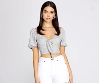 Spring Affair Puff Sleeve Crop Top